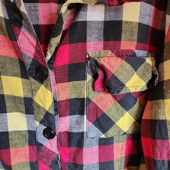 Erica Brooke checkered plaid retro  button down 3/4 sleeves - Picture 4 of 9